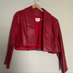 DESIGNER VAKKO Red Leather Designer jacket/skirt
